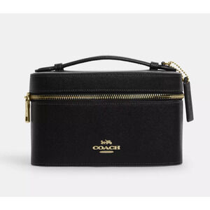 Coach Cosmetic Case CW727, crossgrain leather/Gold/Black